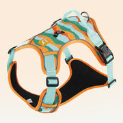 Orange camouflage harness with mint straps